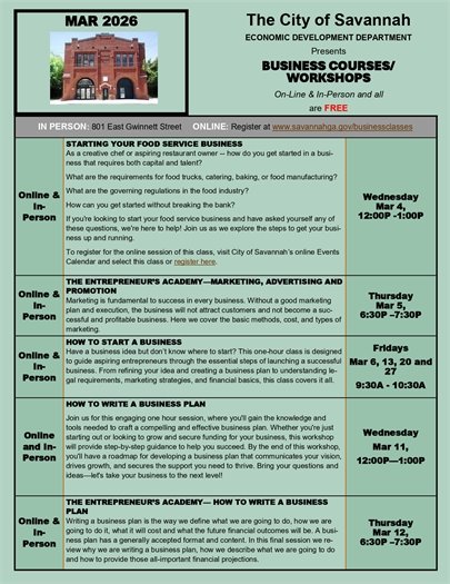 March class schedule first page