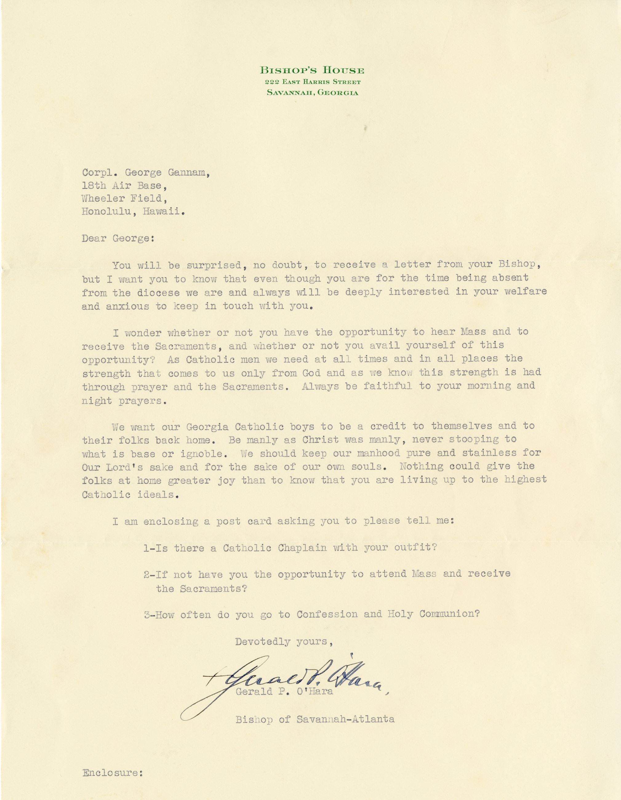 Bishops House Letter