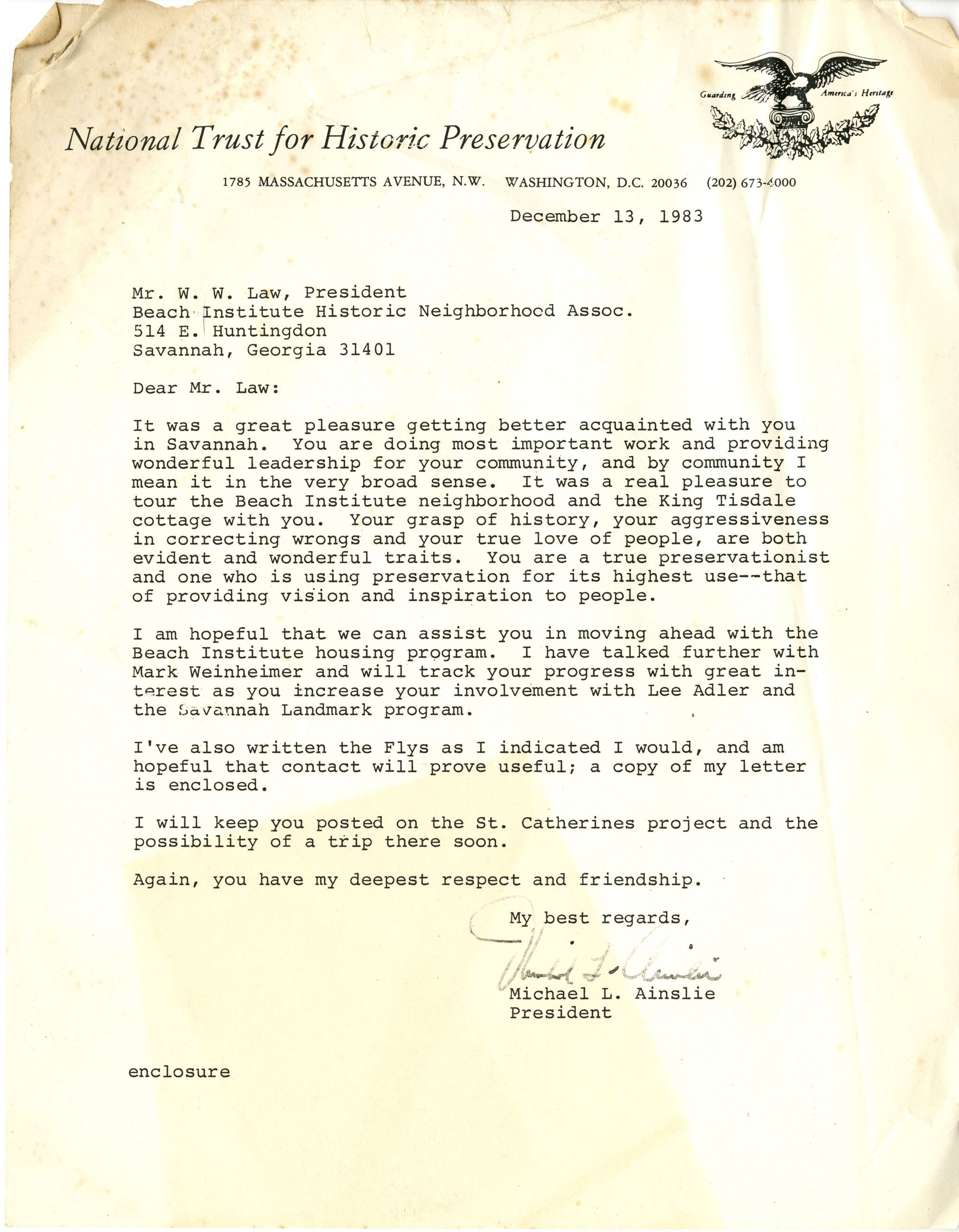 National Trust for Historic Preservation Letter