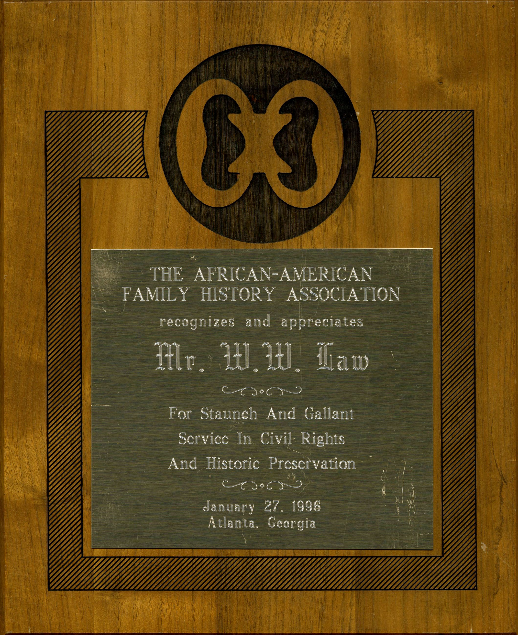 African American Family History Association Recognition for Service