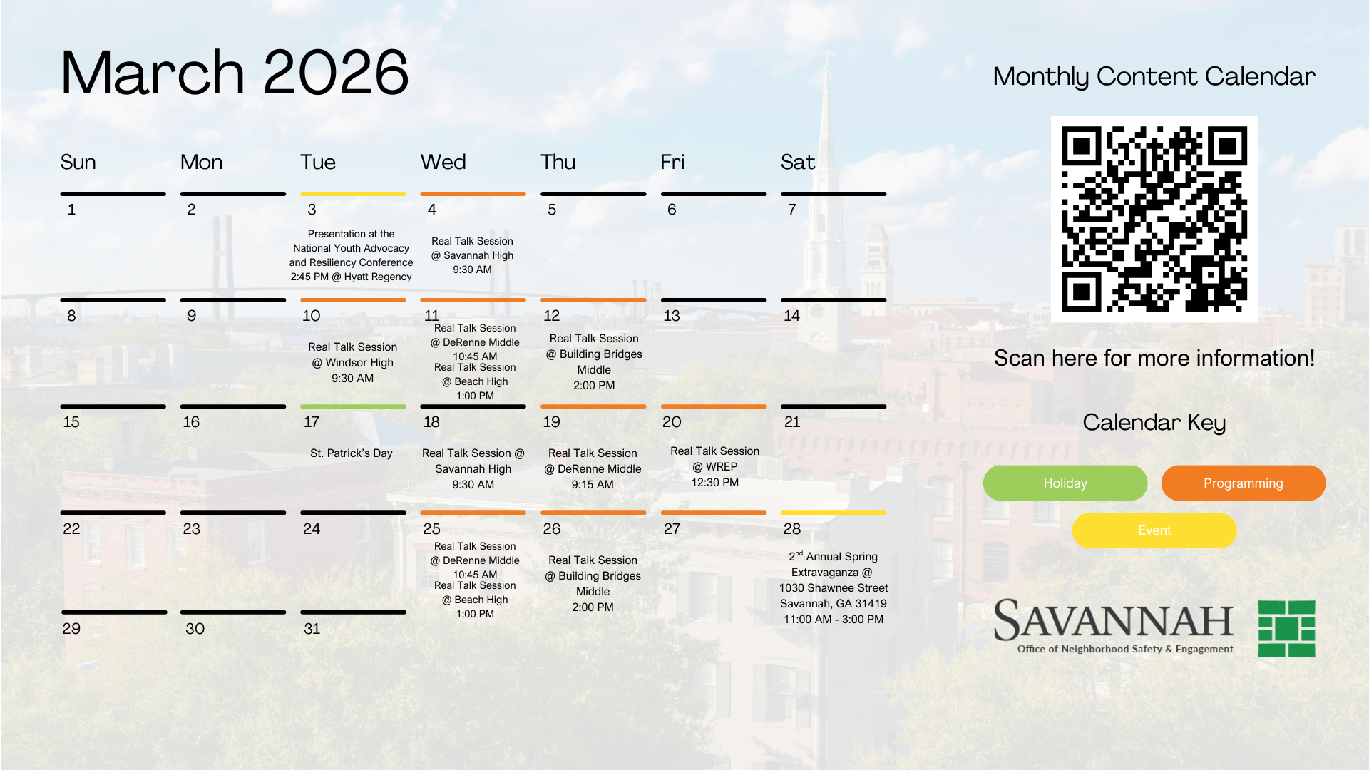 March 2026 ONSE Calendar