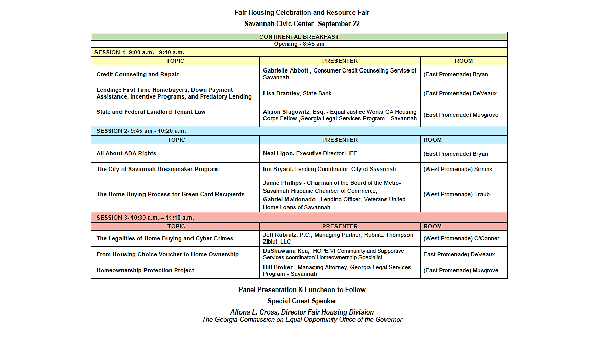 fair housing schedule