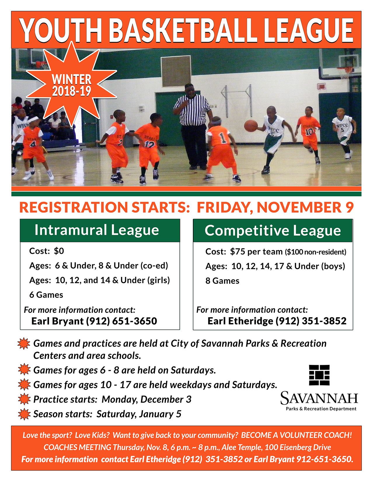 Parks and Rec Youth Basketball League Flyer
