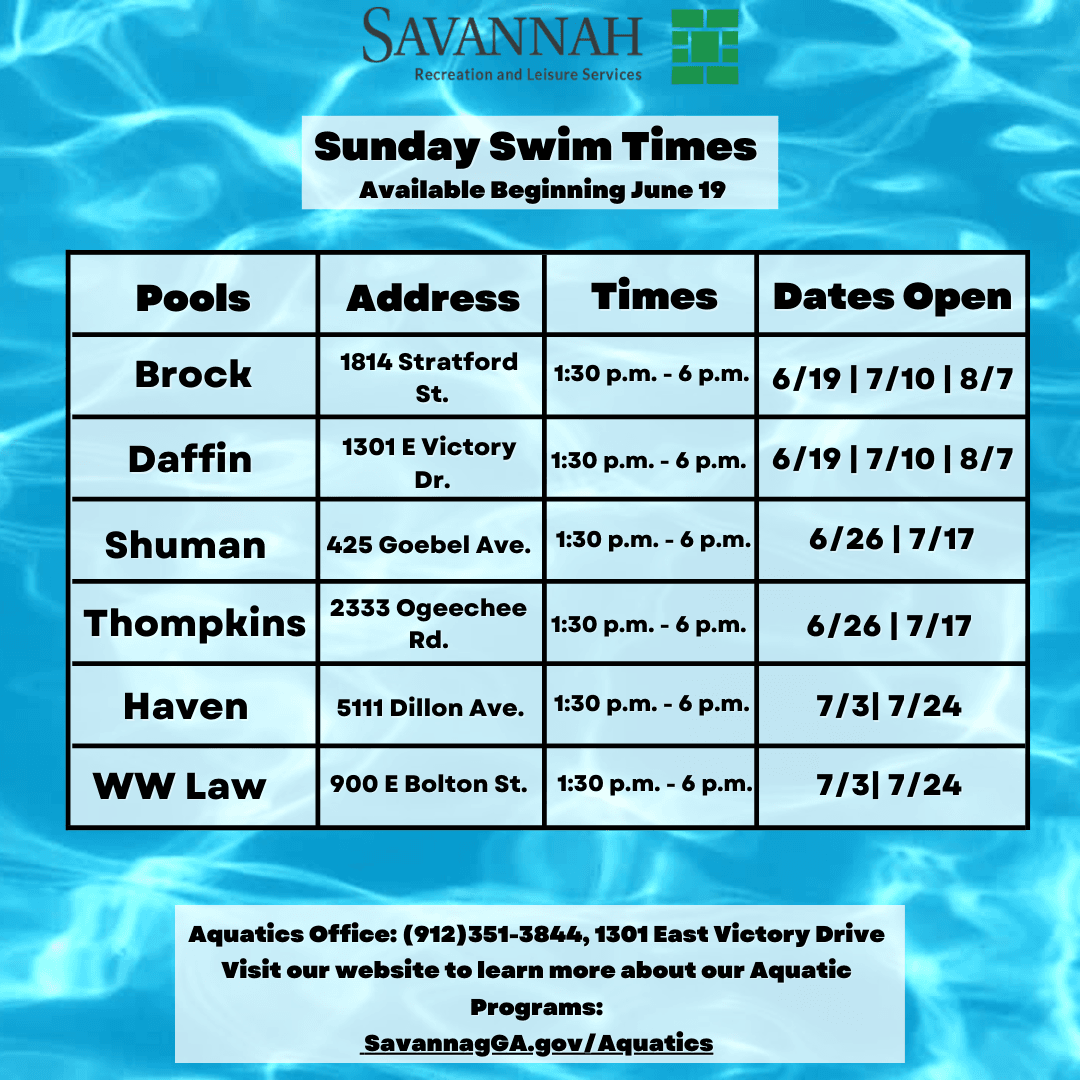 Savannah Pools Schedule